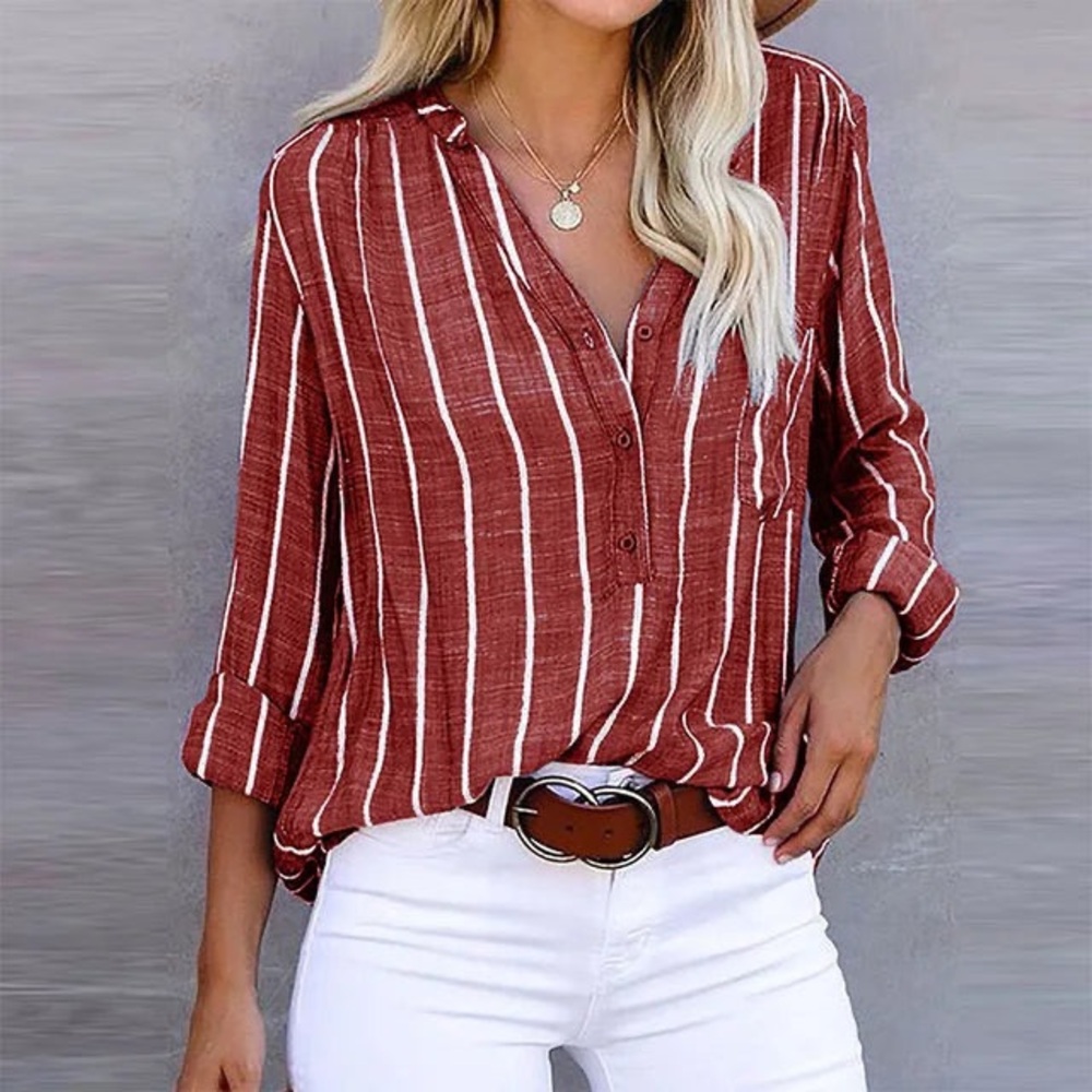 Striped Button-Up Blouse